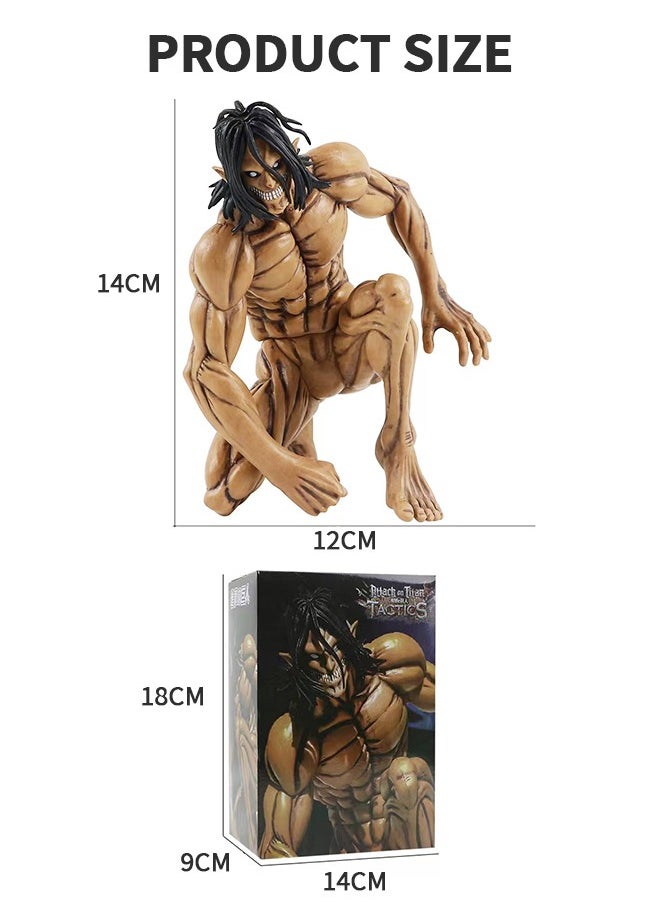 GROIC - Attack on Titan Figure Anime Figure Eren Yeager Action Figure Model Toy for Office Decorations, Birthday Gifts, Collectibles Statue Anime Squatting Figure - Image 1