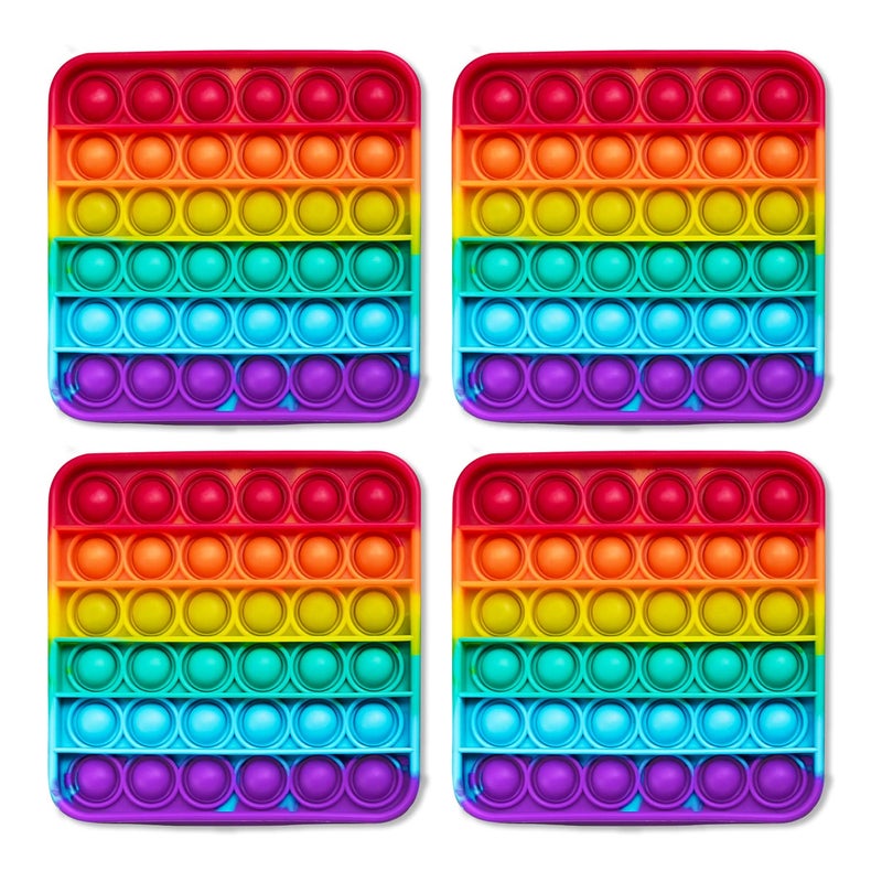 THE FIDGET GAME Popping Mats (4 Pack) - Sensory Toys for Kids with Autism, Stress or Anxiety - Rainbow Popper for Toddlers, Boys, Girls, & Adults - Image 1