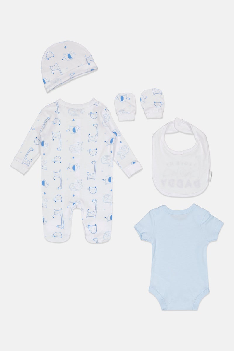 Rock-A-Bye Baby Boutique Toddlers Boy 5 pcs Graphic Print Bodysuit Gift Set, Multicolor  - Image 2