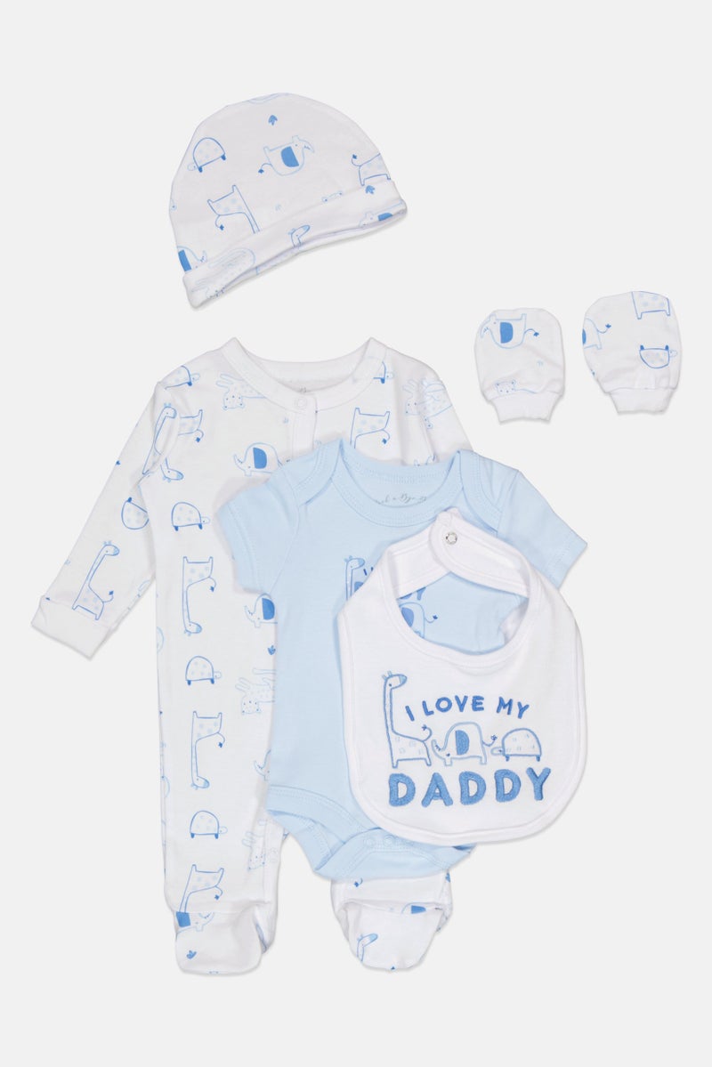 Rock-A-Bye Baby Boutique Toddlers Boy 5 pcs Graphic Print Bodysuit Gift Set, Multicolor  - Image 3