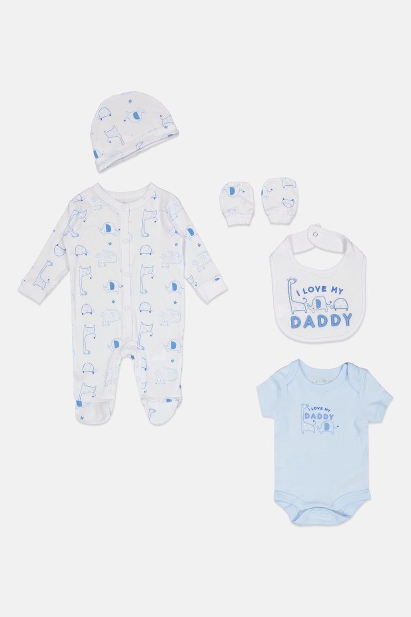 Rock-A-Bye Baby Boutique Toddlers Boy 5 pcs Graphic Print Bodysuit Gift Set, Multicolor  - Image 1