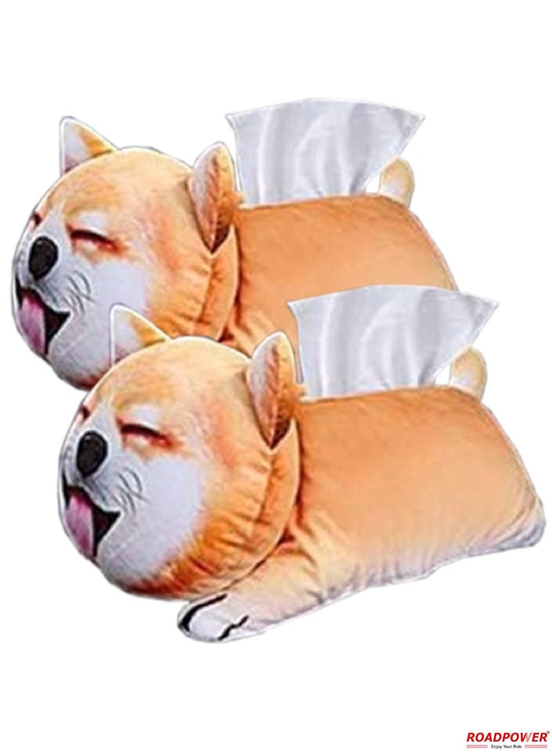 RoadPower Car Tissue Box Holder Hangable Multifunction Cute Cartoon Dog For Facial Tissue And Other Napkin Papers Personality Interesting Net 2 Pack - Image 1