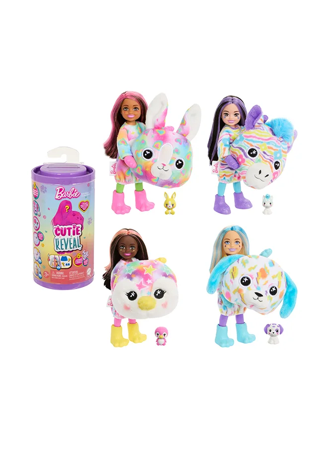 Barbie Chelsea Cutie Reveal Color Dream Series Small Doll & Accessories, Animal Plush Costume & 6 Surprises Including Color Change (Styles May Vary)