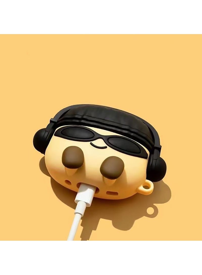 For AirPods 4 Case 3D Cartoon Cute Silicone Earbuds Cover with Carabiner - Glasses Boy - Image 5