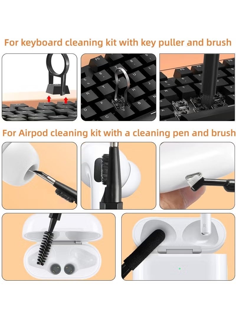 20-in-1 Laptop Phone screen earplug cleaning kit, keyboard cleaning kit, keyboard cleaning kit with electronic brush spray (black) - Image 3
