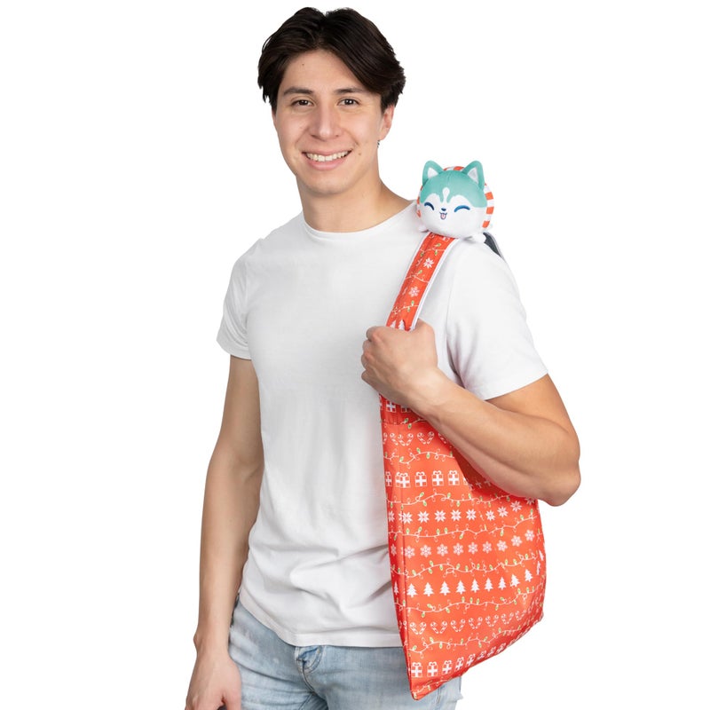 TeeTurtle TeeTurtle - Plushie Tote Bag - Festive Holiday Husky - From the creators of the Original Reversible Octopus Plushie - Take Your Plush Pal Wherever You Go!  - Image 4