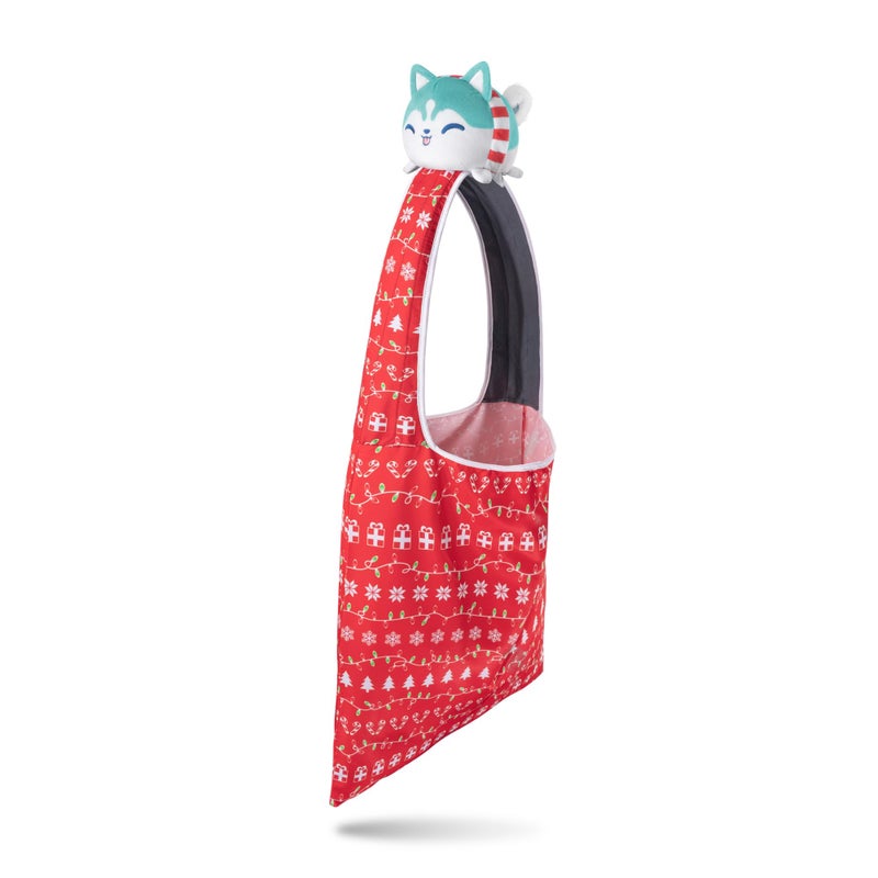 TeeTurtle TeeTurtle - Plushie Tote Bag - Festive Holiday Husky - From the creators of the Original Reversible Octopus Plushie - Take Your Plush Pal Wherever You Go!  - Image 1