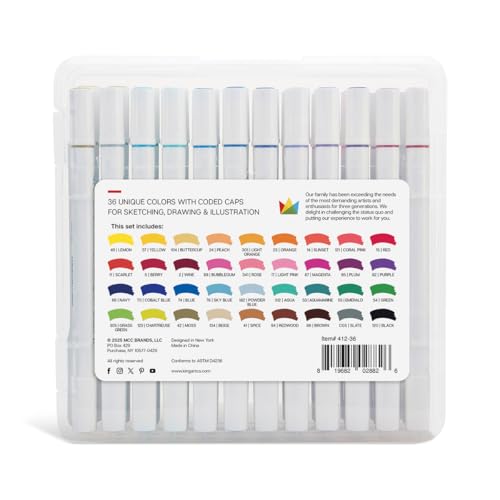 KINGART Dual Tip Alcohol Based Art Markers, 36 Colors Permanent Marker Pens Highlighters with Case Perfect for Illustration Adult Coloring Sketching and Card Making… - Image 5
