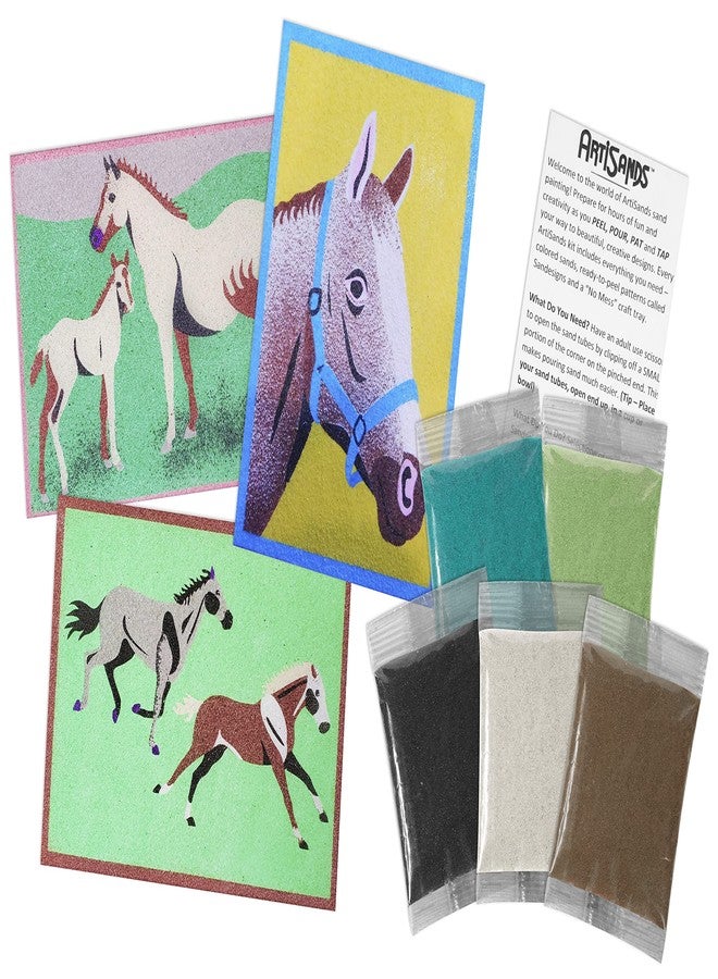 Activa ArtiSands Horses Sand Art Board Craft Kit, 3 Designs & 5 Sand Colors | No Scissors, No Glue, No Mess! - Image 1