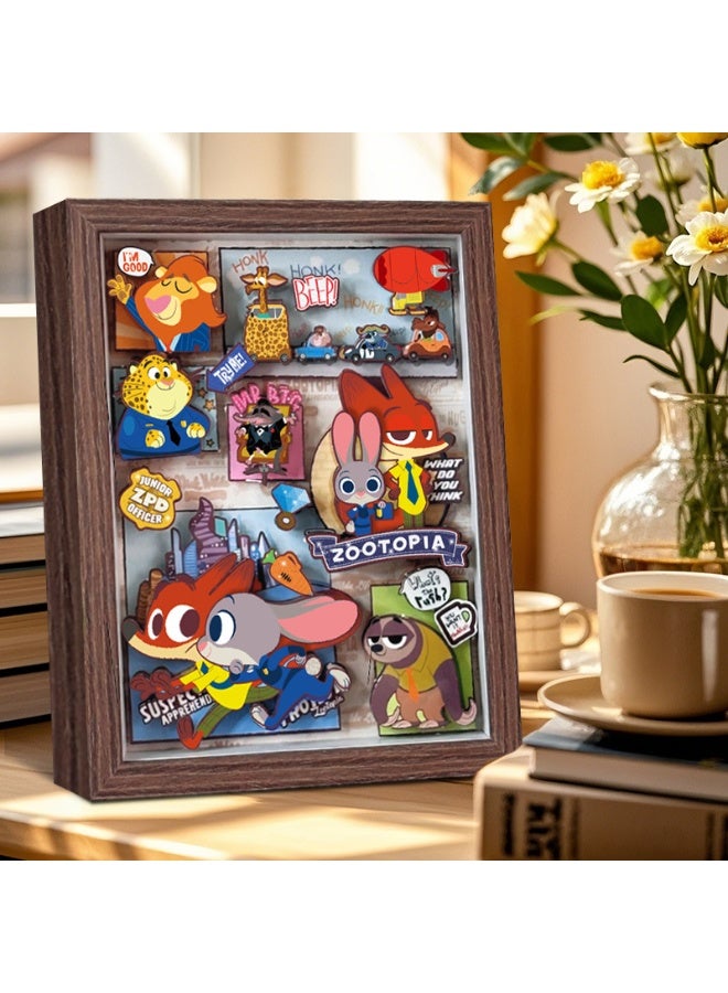 Zootopia 3D Diorama Photo Frame Multi-Character Animated Scene Display Collectible Art Piece for Zootopia Fans and Decor Enthusiasts - Image 1