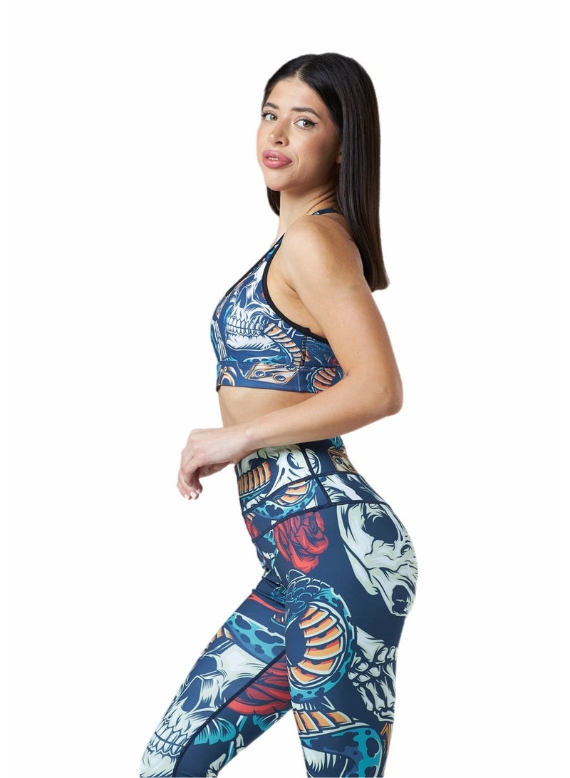 iamfighter Women’s Colorful Skull Compression Pants – High-Waist Performance Leggings for Gym, Yoga, MMA & Fitness Training - Image 1