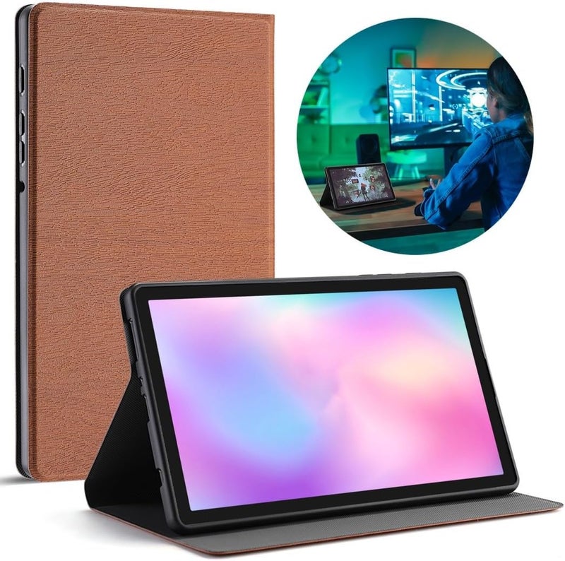 حافظة من نوع TPU بنقش خشبي بني لجهاز Tab Lite 8.7 (2021)، نحيفة وخفيفة الوزن، مزودة بقاعدة قابلة للطي وحماية من الصدمات. - Image 5