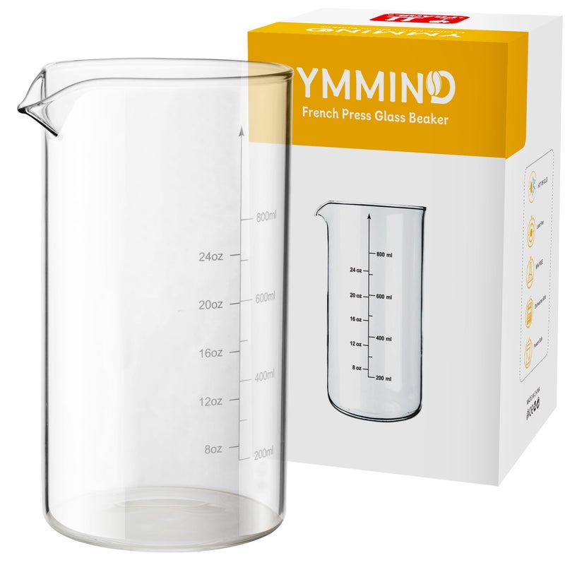YMMIND Standard Universal Design 34 oz French Press Replacement Glass Beaker Fits Most Brands French Press Coffee Makers 1Quart  1000ml  56 Cup Coffee Press Borosilicate Glass Water Bottle