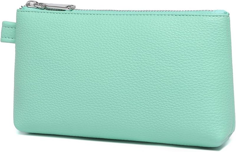 YONBEN PU Leather Makeup Simple and Convenient Handbag Small Exquisite Storage Bag, PU/Light Green, Simple - Image 1