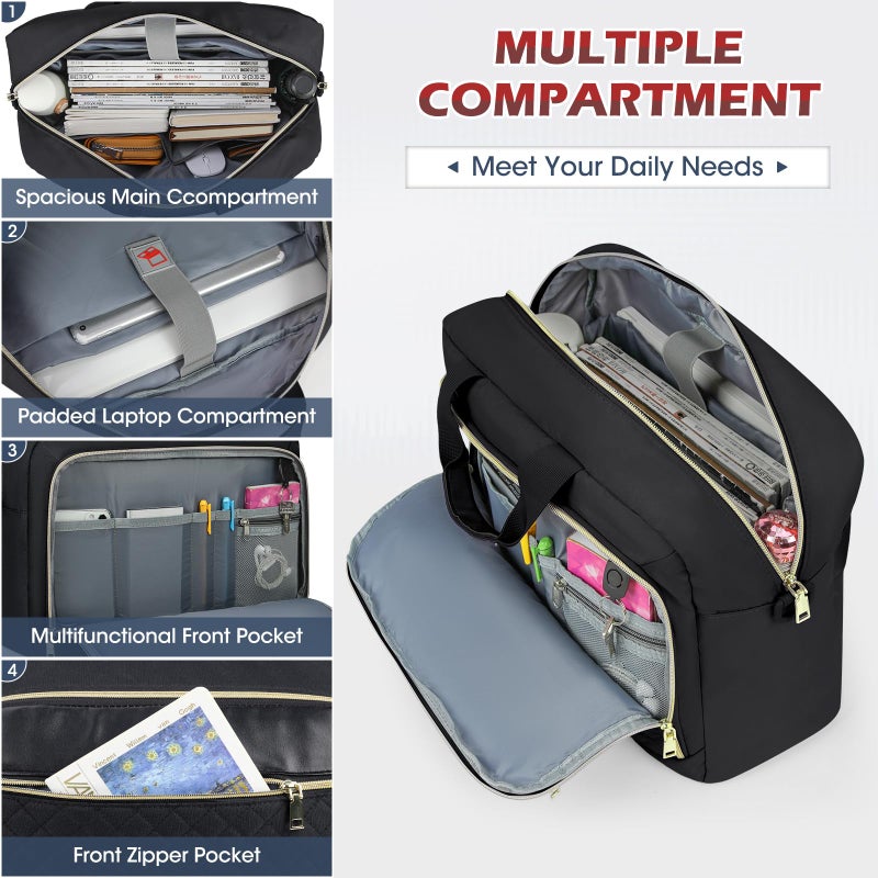 NEWHEY Laptop Bag 17.3 Inch Laptop Briefcase for Women Men Waterproof Shoulder Messenger Bag Large Computer Bag for Business Office Work College, Black - Image 4