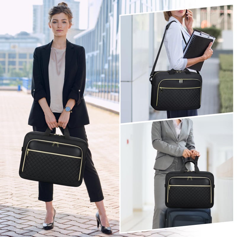 NEWHEY Laptop Bag 17.3 Inch Laptop Briefcase for Women Men Waterproof Shoulder Messenger Bag Large Computer Bag for Business Office Work College, Black - Image 2