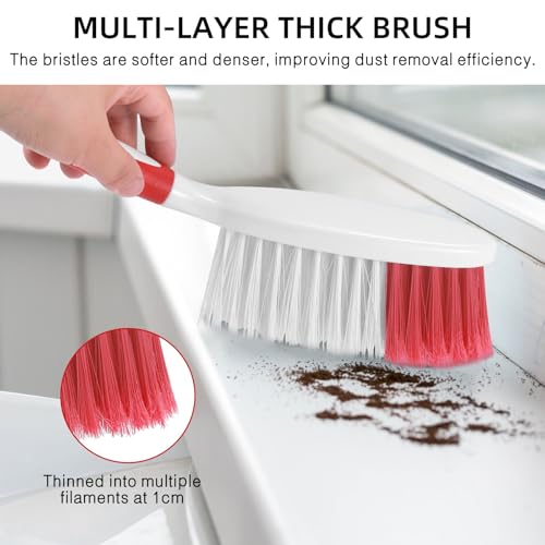 NACENA Dust Pan and Brush Set, Large Hand Broom and Dustpan Set Large Brush and Dustpan Set for Camping Broom and Dustpan Combo for Daily Cleaning Pet Hair Office Home Car, White & Red - Image 3