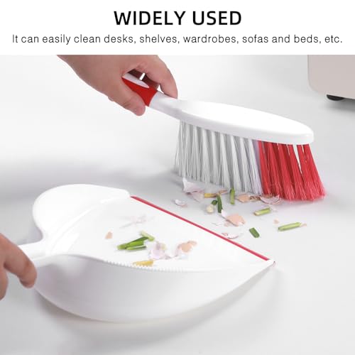 NACENA Dust Pan and Brush Set, Large Hand Broom and Dustpan Set Large Brush and Dustpan Set for Camping Broom and Dustpan Combo for Daily Cleaning Pet Hair Office Home Car, White & Red - Image 4