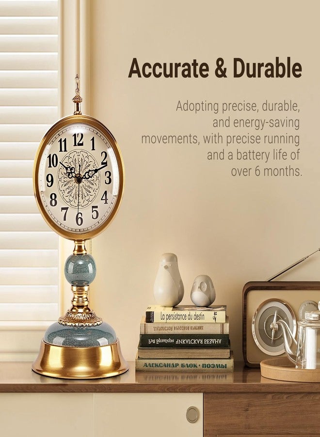 amusediy ZELVON amusediy Victorian Vintage 6-Inch Mantel Clock, Antique Anniversary Clock with Ceramic and Metal Body, Retro Mini Grandfather Clock, Silent Desk Clock for Living Room Décor. - Image 4