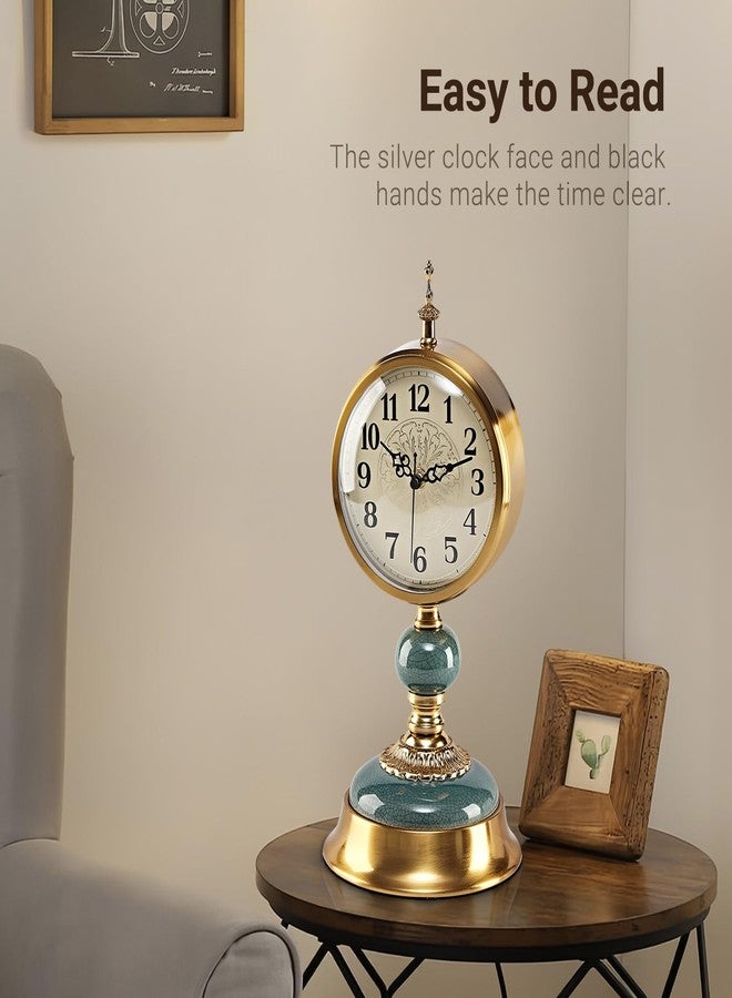 amusediy ZELVON amusediy Victorian Vintage 6-Inch Mantel Clock, Antique Anniversary Clock with Ceramic and Metal Body, Retro Mini Grandfather Clock, Silent Desk Clock for Living Room Décor. - Image 2