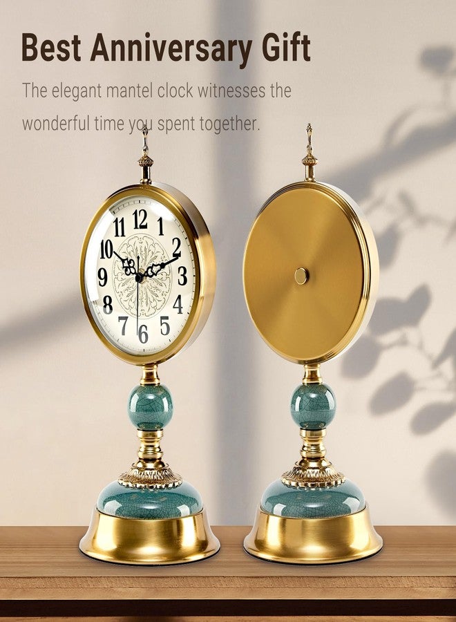 amusediy ZELVON amusediy Victorian Vintage 6-Inch Mantel Clock, Antique Anniversary Clock with Ceramic and Metal Body, Retro Mini Grandfather Clock, Silent Desk Clock for Living Room Décor. - Image 3