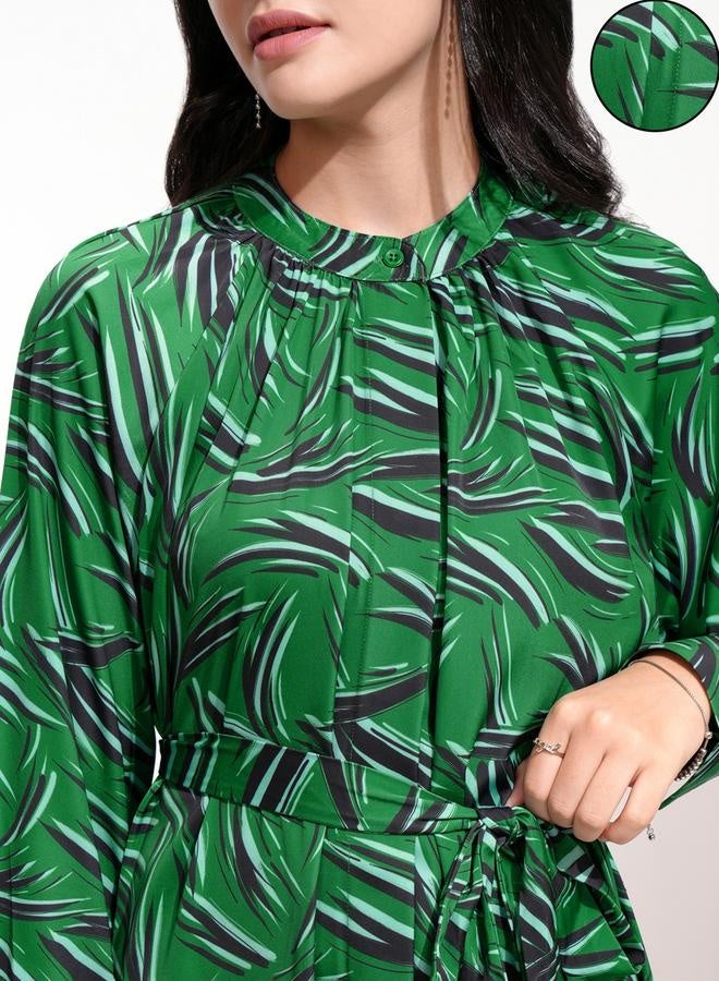 Tokyo Talkies All-Over Print Waist Tie-Up Midi Dress - Image 4