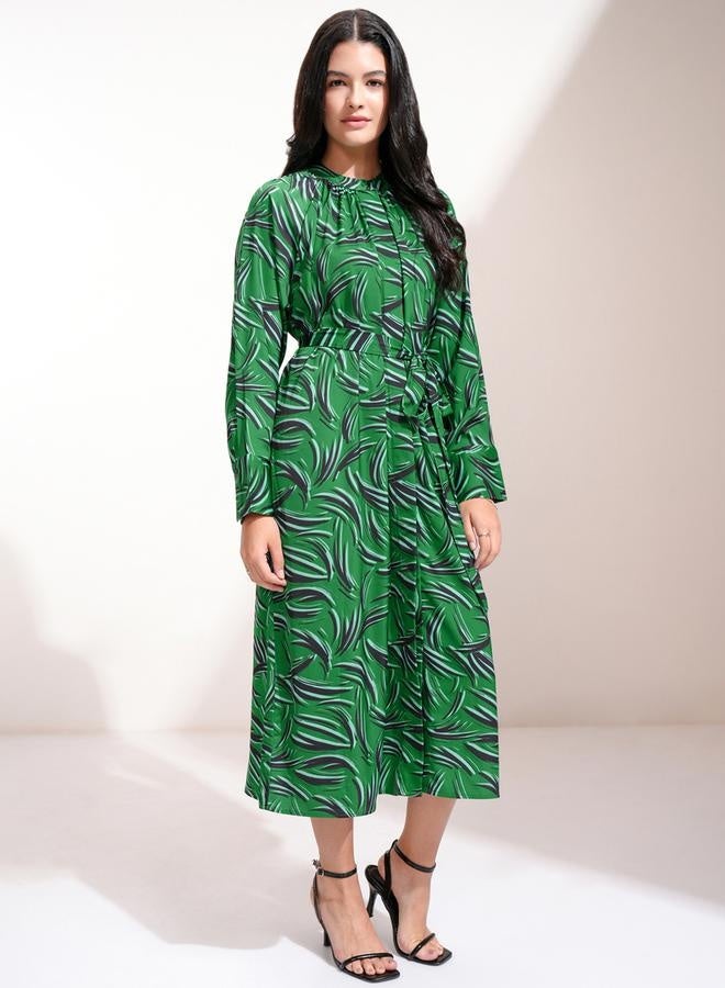 Tokyo Talkies All-Over Print Waist Tie-Up Midi Dress - Image 5