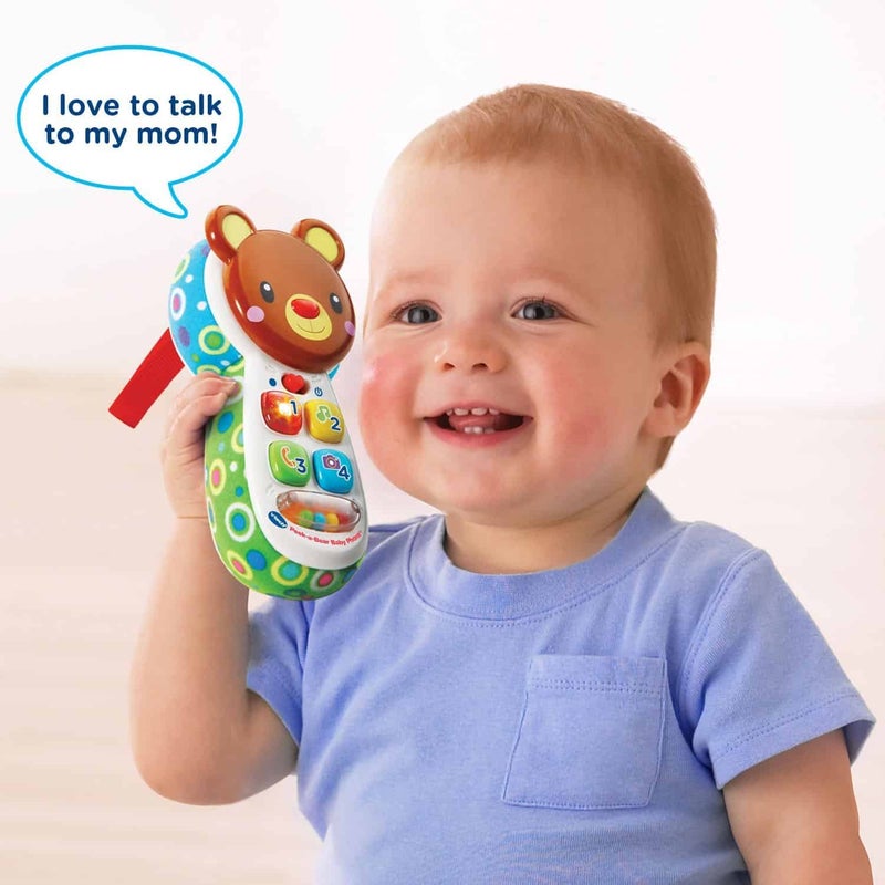 Vtech - Peek-A-Boo Musical Phone - Multicolour | Colourful phone features 4 press buttons introducing feelings, numbers, colours, and first words.| suitable ages 3+ up - Image 4