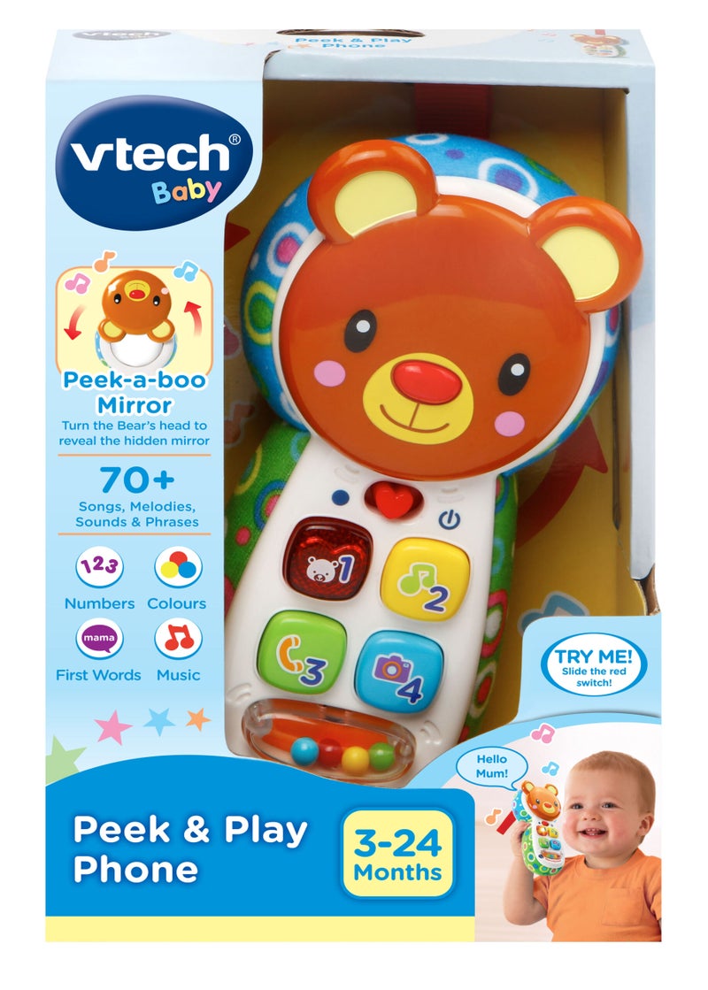 Vtech - Peek-A-Boo Musical Phone - Multicolour | Colourful phone features 4 press buttons introducing feelings, numbers, colours, and first words.| suitable ages 3+ up - Image 1