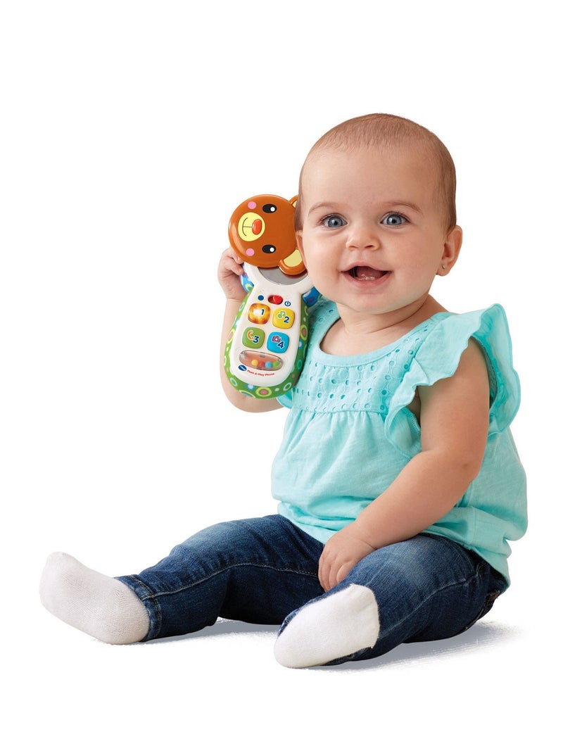 Vtech - Peek-A-Boo Musical Phone - Multicolour | Colourful phone features 4 press buttons introducing feelings, numbers, colours, and first words.| suitable ages 3+ up - Image 3