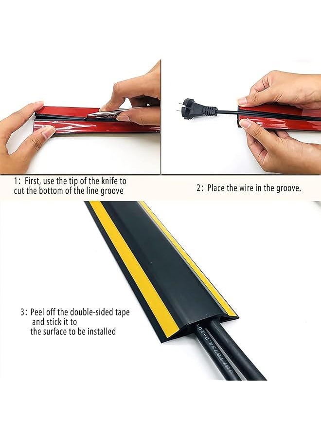 Bolivia's Floor Cable Cover 2M Self Adhesive Floor Cord Cover Heavy Duty Rubber Floor Cable Cover Wire Cover To Protect Wire Prevent Cable Trips Perfect For Office Home Cable Cavity 50Mm  - Image 4