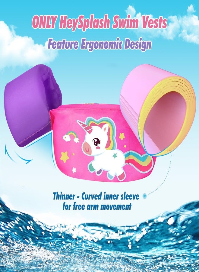 HeySplash Kids Swimming Vest, Toddler Floaties Fit 22-44 Lbs, Puddle Kids Jumper with Adjustable Strap, Swim Jacket Water Wing Baby Arm Floats,Sea Beach Swim Aid for 1-6 Years, Purple Pink Unicorn - Image 2