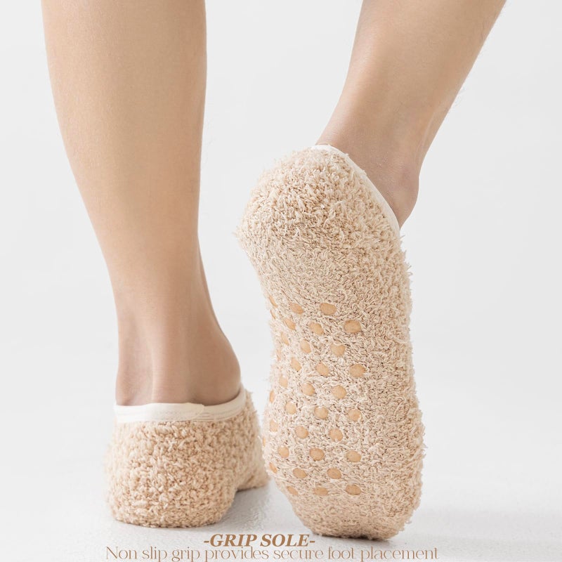 AmazingStone 3Pairs Cozy Winter Fuzzy Socks for Women With Grip Anti-Slip Fluffy Plush House Warm Ankle Socks - Image 4