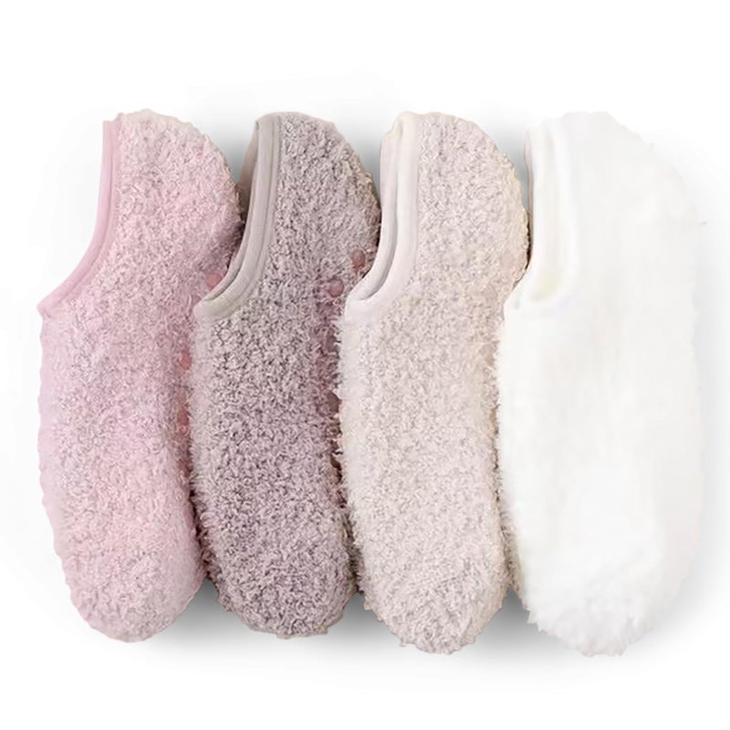 AmazingStone 3Pairs Cozy Winter Fuzzy Socks for Women With Grip Anti-Slip Fluffy Plush House Warm Ankle Socks - Image 1