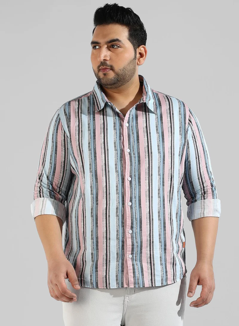 انستافاب بلس قميص كاجوال مخطط متعدد الألوان للرجال