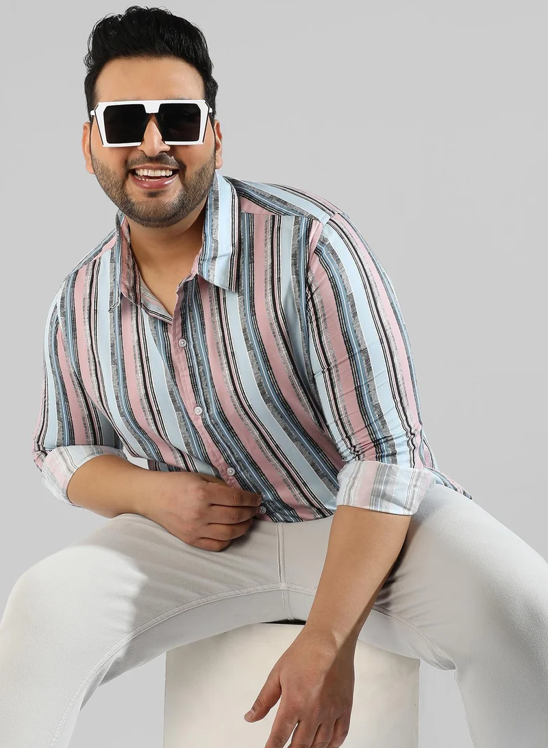 انستافاب بلس قميص كاجوال مخطط متعدد الألوان للرجال