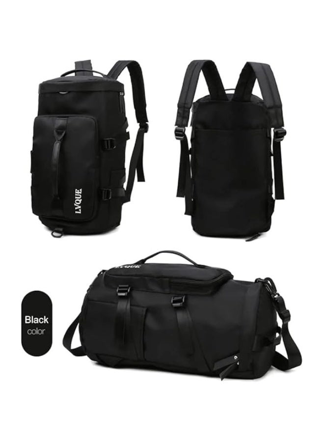 Gym sports backpack with wet clothes pocket and shoe pocket for men and women, or a fitness bag made of durable canvas for travel and weekend getaways. Water-resistant, large capacity, and lightweight. - Image 1