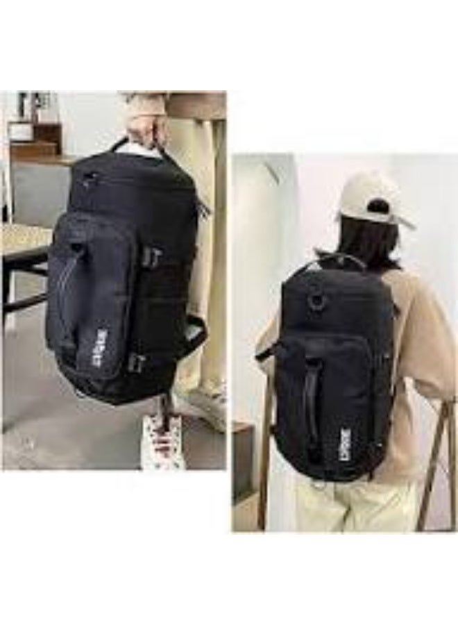 Gym sports backpack with wet clothes pocket and shoe pocket for men and women, or a fitness bag made of durable canvas for travel and weekend getaways. Water-resistant, large capacity, and lightweight. - Image 4