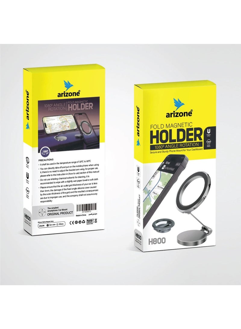 arizone H800 Magnetic Aluminum Foldable MagSafe Mobile Holder – Silver - Image 2