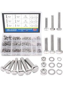 Glarks Glarks 510 Pieces Flat Hex Stainless Steel Screws Bolts Nuts Lock and Flat Gasket Washers Assortment Kit  - Image 1