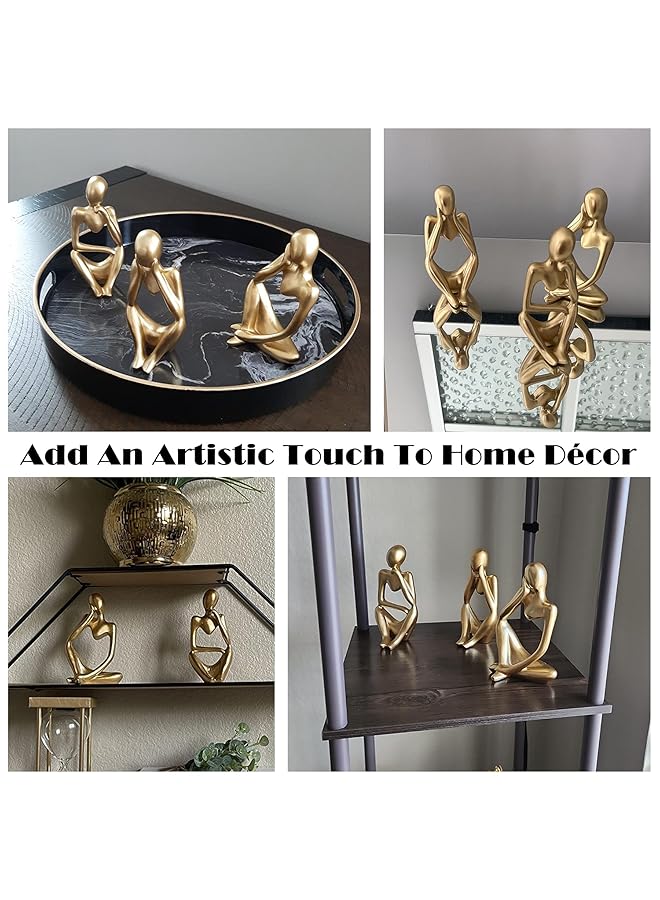 إيروريكس مجموعة من 3 تماثيل فنية تجريدية من الذهب لتزيين تمثال المفكر - Image 3