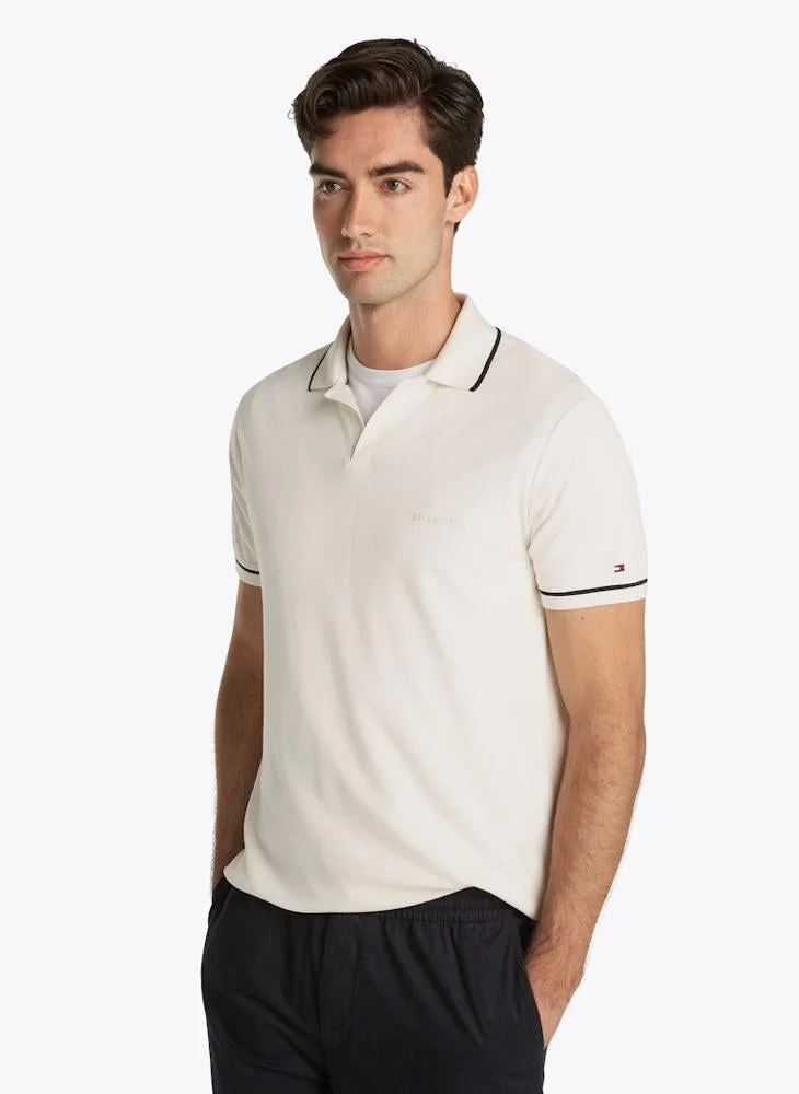 TOMMY HILFIGER Open Collar Tipped Short Sleeve Polo