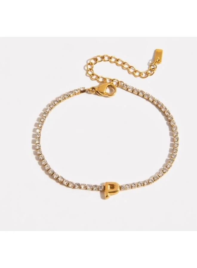 Letter P Initial Tennis Bracelet