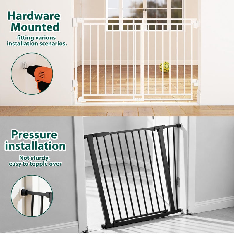 Miumoon 26.5-43" No Bottom Bar Baby Gate for Stairs and Doorways, 29" Tall Hardware-Mounted Baby Gate for Top and Bottom Stairs, Auto-Close Dog Gate Indoor with Extra Wide Walk Thru - Image 3