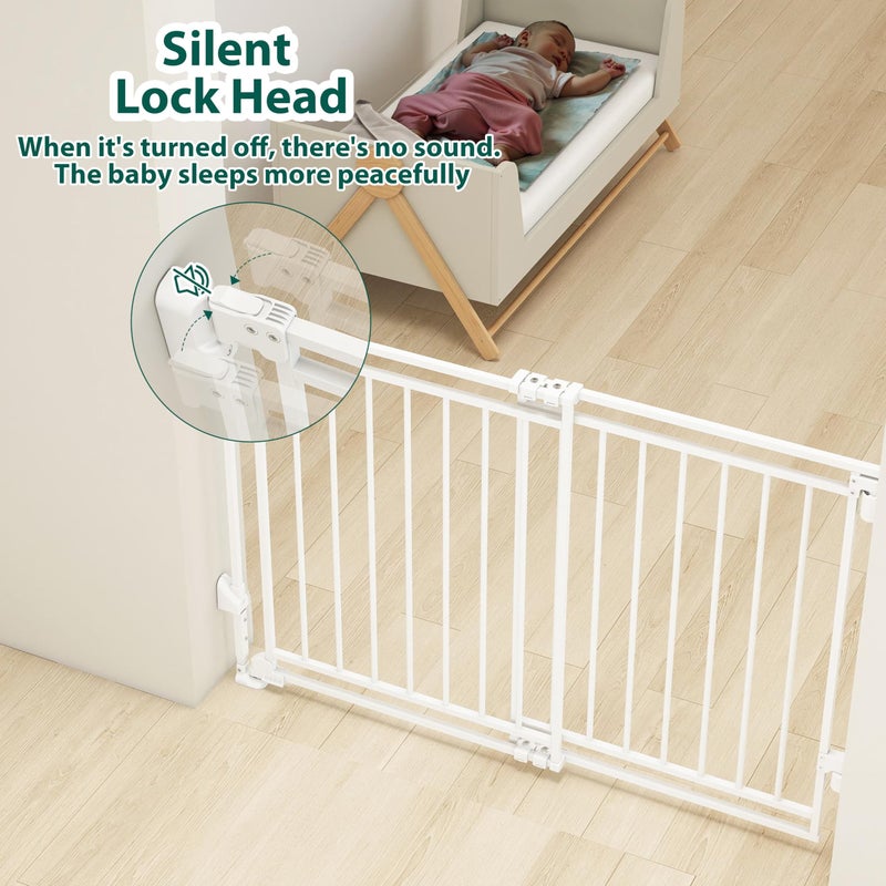 Miumoon 26.5-43" No Bottom Bar Baby Gate for Stairs and Doorways, 29" Tall Hardware-Mounted Baby Gate for Top and Bottom Stairs, Auto-Close Dog Gate Indoor with Extra Wide Walk Thru - Image 4