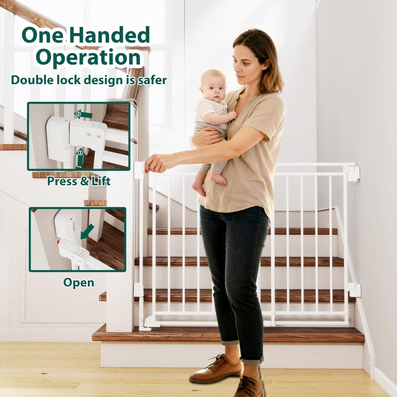 Miumoon 26.5-43" No Bottom Bar Baby Gate for Stairs and Doorways, 29" Tall Hardware-Mounted Baby Gate for Top and Bottom Stairs, Auto-Close Dog Gate Indoor with Extra Wide Walk Thru - Image 5