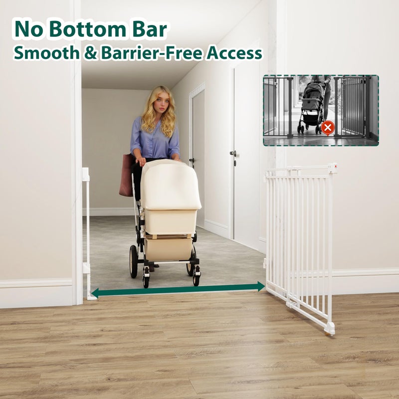 Miumoon 26.5-43" No Bottom Bar Baby Gate for Stairs and Doorways, 29" Tall Hardware-Mounted Baby Gate for Top and Bottom Stairs, Auto-Close Dog Gate Indoor with Extra Wide Walk Thru - Image 2