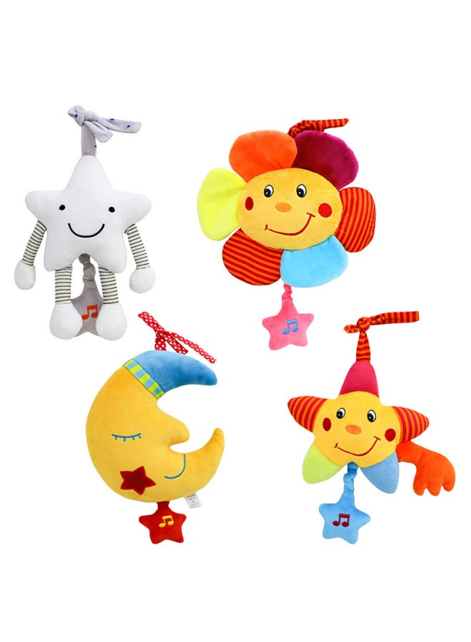 Newborn Good Night Music Bell Baby Moon Soothing Bed Hanging Baby Plush Car Hanging Bed Bell Toy-Color:B113B Sunflower Bell - Image 2