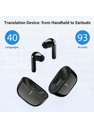 M3 - Two-Way Instant Translation, Language Translator Device with 40 Languages ​​and 93 Accents Online, Offline Translator Earbuds with App for iOS and Android (Black) - view 2
