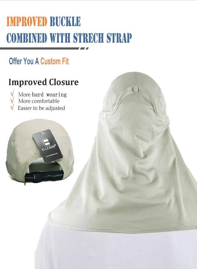 ELLEWIN Outdoor Fishing Flap Hat UPF50 Sun Cap Removable Mesh Face Neck Cover, D-khaki/ Mesh Neck Cover, M-L-XL - Image 5
